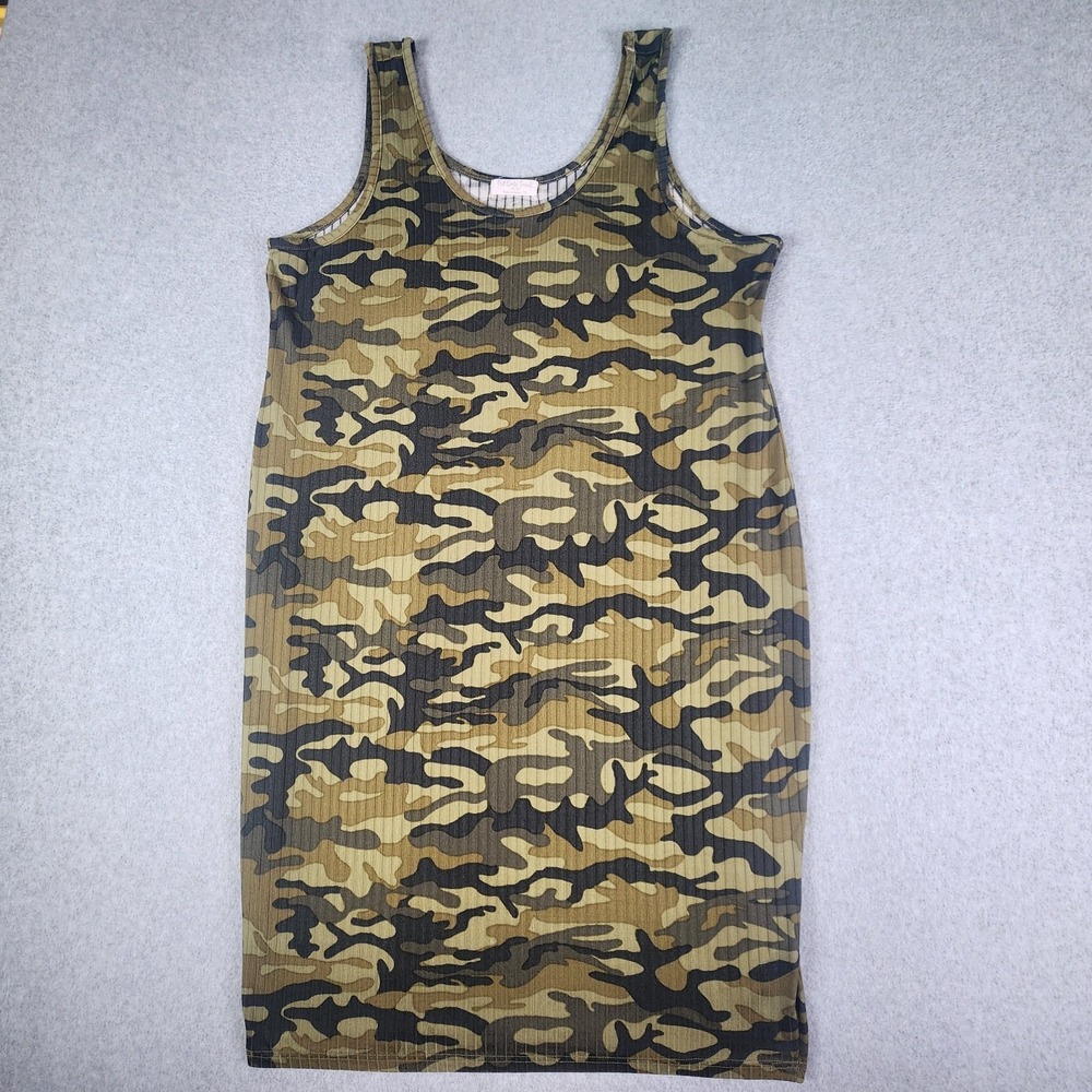 Full Circle Trends Bodycon Tank Top Womens Size 1X Camo‎ Spandex Blend Dress